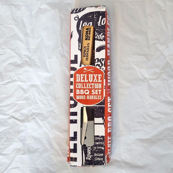 NIB 3-Piece Wood Handle BBQ Grill Tool Set - Picture 2 of 2